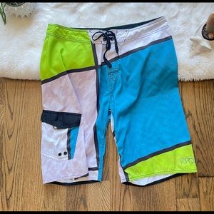 Rip Curl Mens Unlined Board Shorts Swim Trunks Multicolor Geometric Print 36 XL